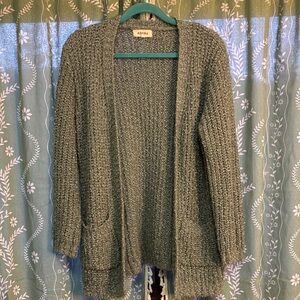 ADORA Olive Green Chunky Open-Front Cardigan with Pockets